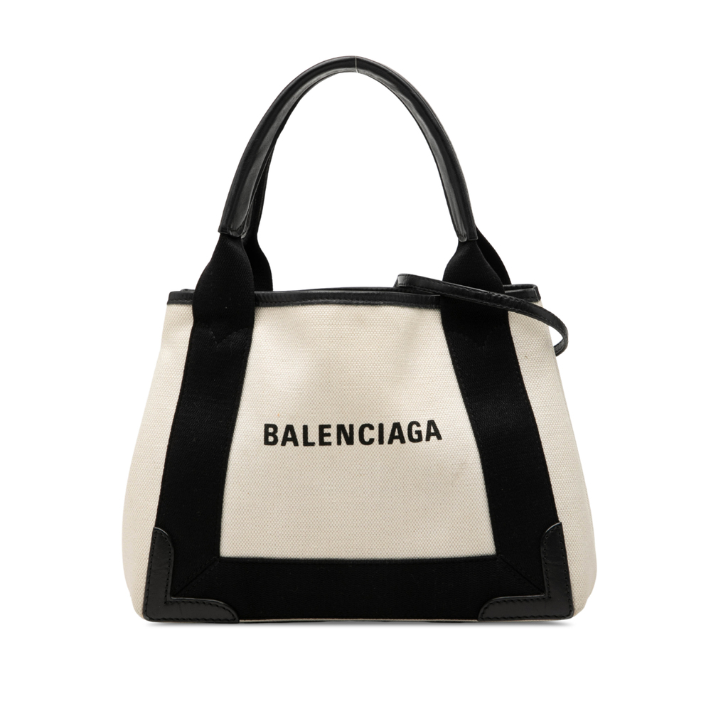 Pre-Loved Balenciaga Canvas Navy Cabas Satchel XS